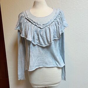 Wildfox Lais Ruffle Sweater in heather blue